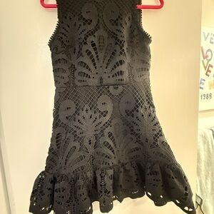 Aqua Black Lace Formal Dress